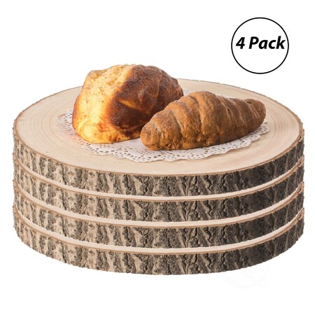 Vintiquewise Home Decor Natural Wooden Bark Slice Tray Large Rustic Table Charger Centerpiece 12 in, PK 4 QI004158-12.4